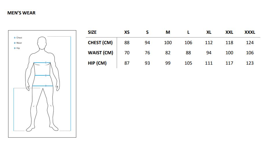 Tabela Rozmiarów Mężczyzna Cube